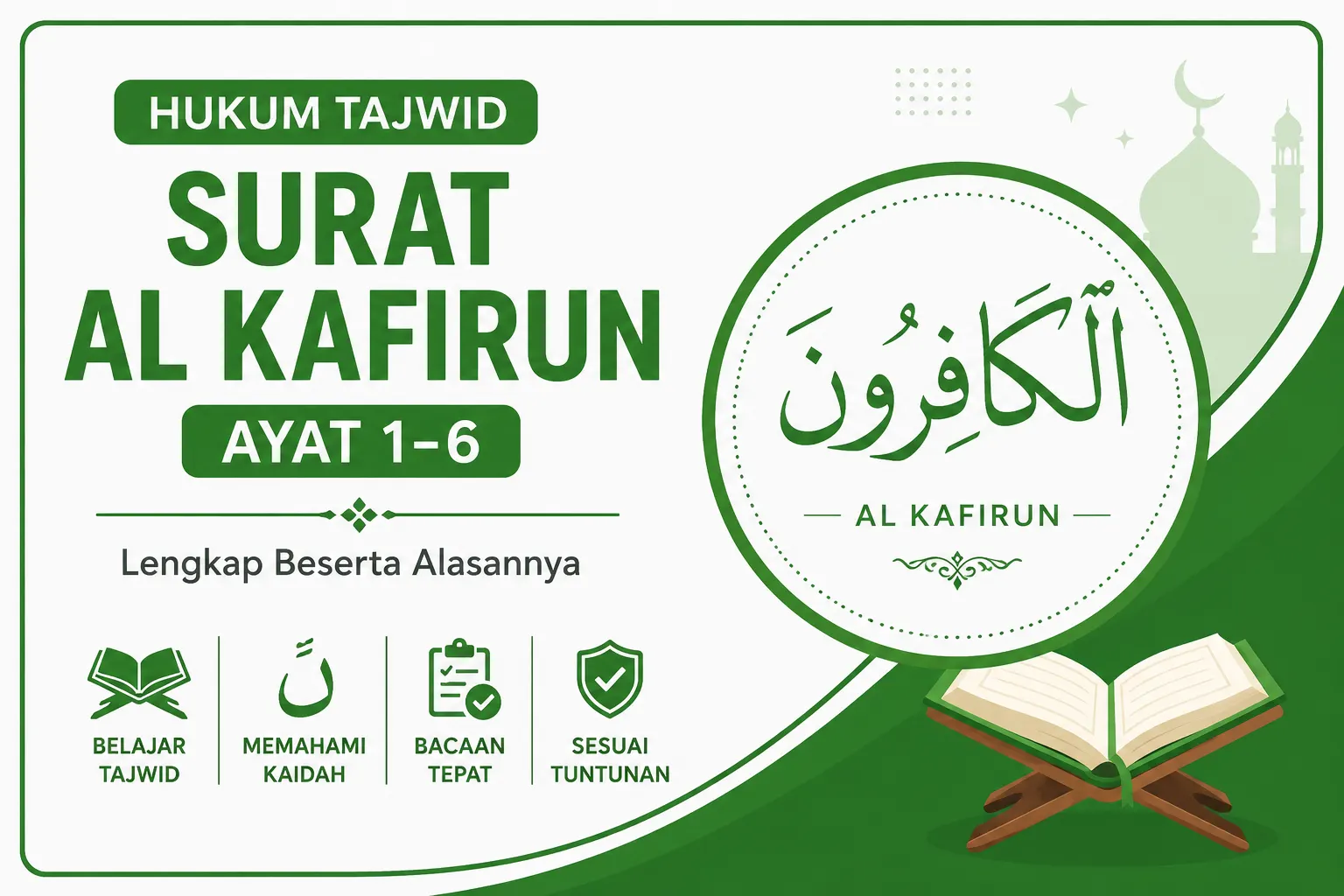 Hukum Tajwid Surat Al Kafirun Ayat 1-6 Lengkap Beserta Penjelasannya